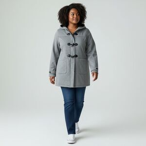 NWT Big Chill Solid Gray Hooded Toggle Jacket Full Zip with Pockets size L